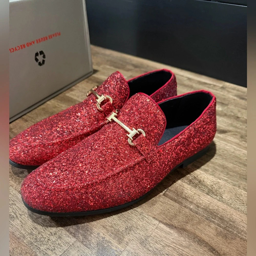 Red Glitter Loafers